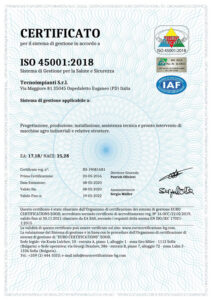 Certificato ISO 45001 2018